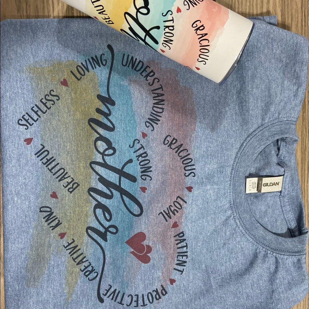T-shirt and tumbler combo for Mother’s Day. Makes a great gift.